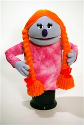 16" Lavender girl puppet with orange pigtails. From our Quimper's Corner collection of professional puppets.