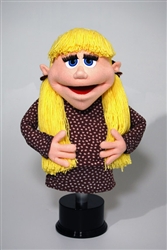 Felica is a peach skinned, yellow haired 18" girl puppet.