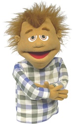 Rusty is an 18" professional puppet with honey colored skin and auburn hair.